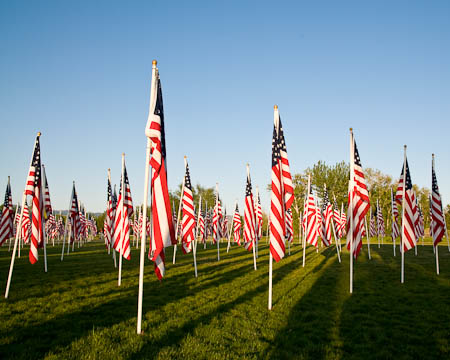 600 American Flags for Memorial Day at Merrill Park in Eagle, Idaho.